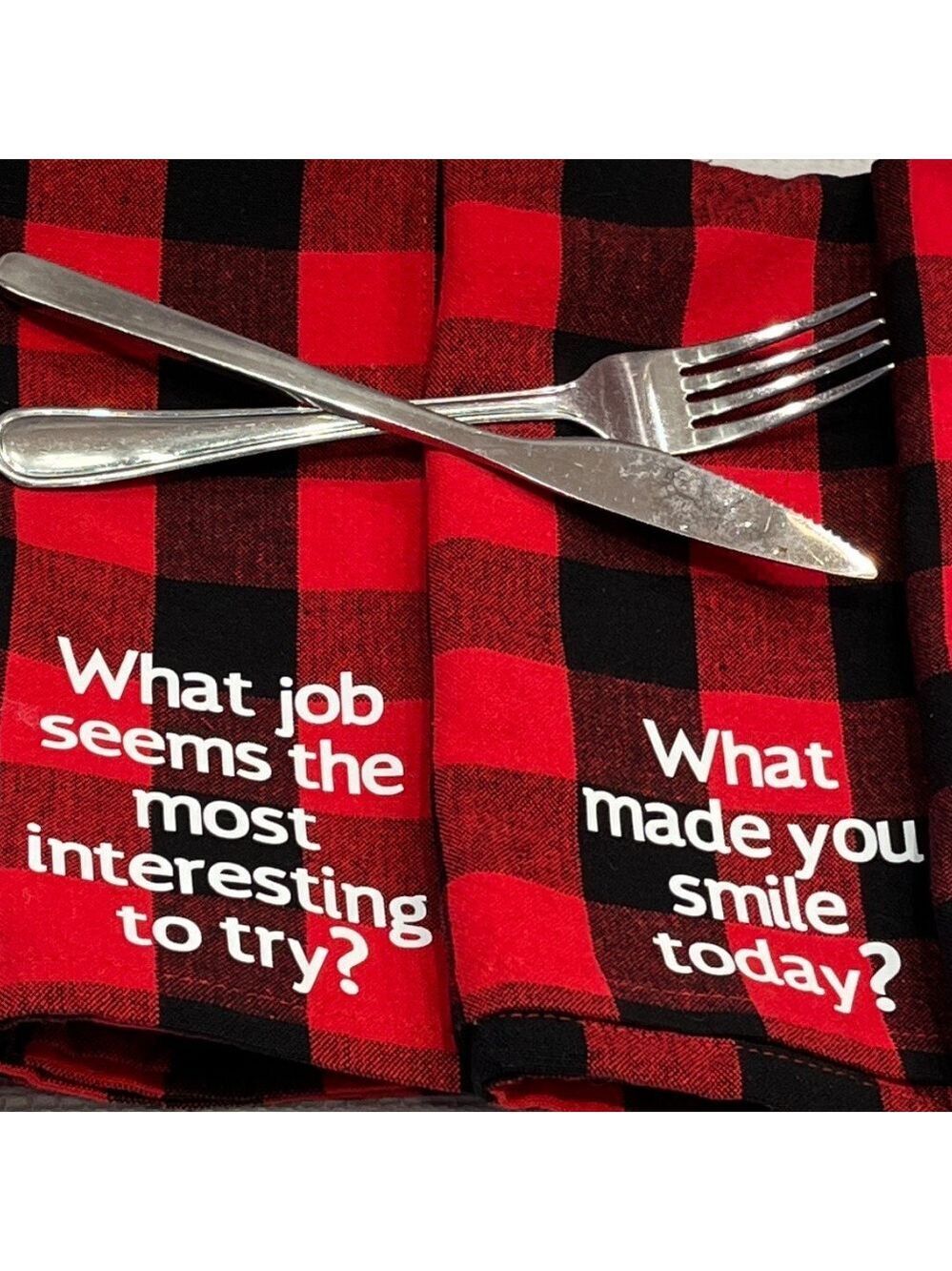 Set of 4 Cotton Cloth Conversation Starter Placemats or Napkins 19x19”